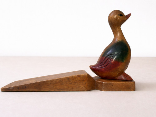 Vintage wooden duck door stop - duck,