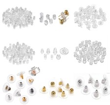 Soft Silicone Earring Backs Stoppers Clear Caps Ear Pin Fit Stud Scroll Pads