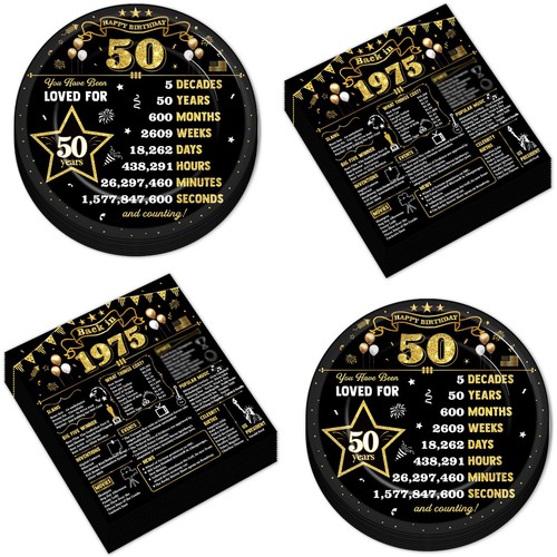 50pcs black gold 50th birthday - black,