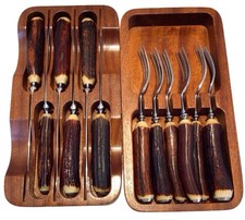 Genuine Vintage Duracut M Bernard & Co Natural Stag Horn Handles Cutlery Set