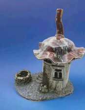 Handmade Ceramic Tea Light Fairy Cottage Hobbit Door  11" UK Mushroom House