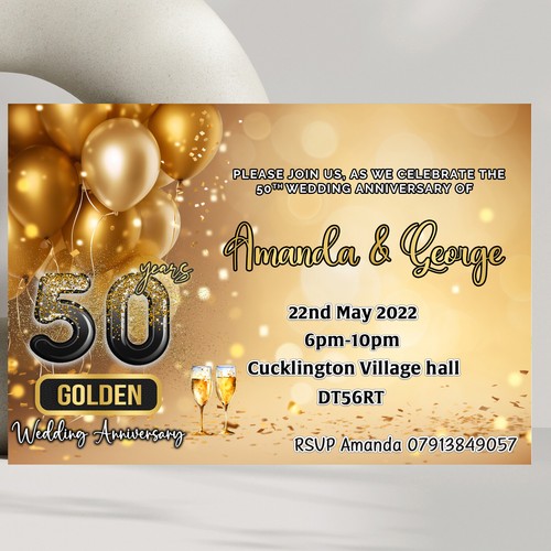 Personalised golden 50th - personalised,