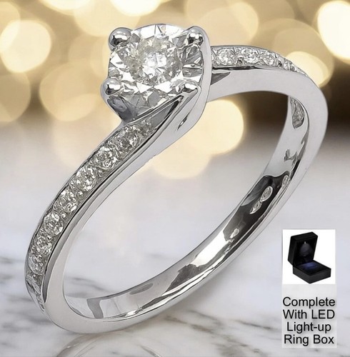 9ct gold diamond ring white - diamond, 2g