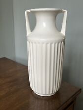 VINTAGE 1950s KINGSTON POTTERY Hull tall white ceramic Grecian urn vase MCM