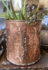 Antique 19th century Copper Dutch Milk Pail / Log Bin / Jardiniere