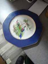 Imperial Porcelain Plates X 3 By Wedgewood With Bright Birds Blue Edge Fair Cond