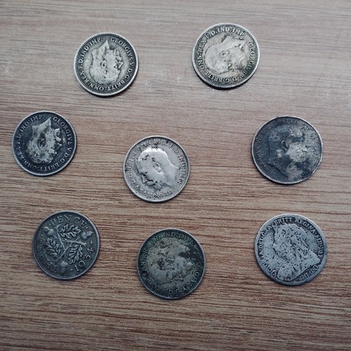 Silver coins threepence - silver,