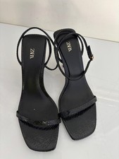 Zara Women's Black Strappy Heel Sandals uk 6