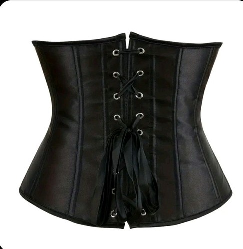 Ladies black satin look lace - look,