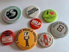 8 X Vintage Button Pin Badges Social Caring Shelter NSPCC Christian Aid Medicine