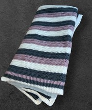 Hand Crochet Stripy Knee Warmer Blanket Multicoloured Warm Cosy NEW Chair Throw