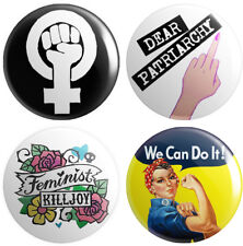 4 x Feminism BUTTON PIN BADGES