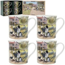 4 China Mugs Farming Collie