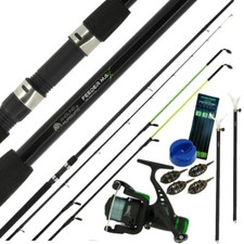 Feeder Rod And Reel Set With Bank Sticks Ground Bait Feeders And Hair Rigs