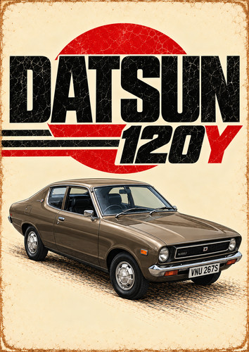 Datsun 120y retro - car, poster