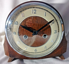 ART DECO - 1930s Mantle clock converted to a quartz movement worn wooden case.