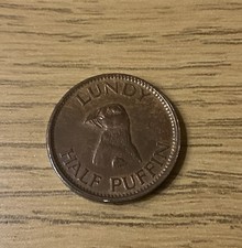 1929 lundy half puffin - puffin, token