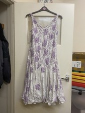 M&S Per Una Sleeveless Dress V Neck  Fully Lined White +  Lilac Floral Patt 14r