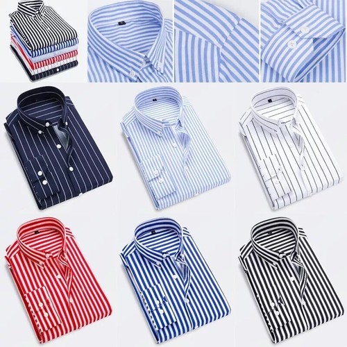 Men striped shirt button - striped,