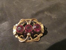 Lovely Large Victorian Rare Pinchbeck & Gemstone Trilogy Brooch