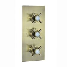 Triple Shower Valve Tap Crosshead Edwardian Antique Bronze Brass ENKI TSV062
