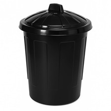 80L Extra Large Round Plastic Dustbin With Clip on Lid Storage Waste Bin