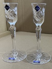 Pair Of Edinburgh Crystal Candlesticks Argyll Pattern In Original Box