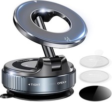 MSXTTLY Vacuum Magnetic Car Phone Holder Phone Mount 360° Rotatable Foldable