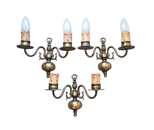 Vintage double arm brass wall - vintage,