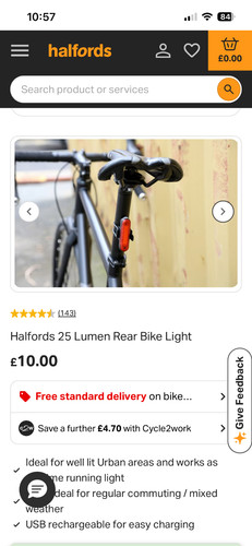 Halfords lumen rear - halfords, bike