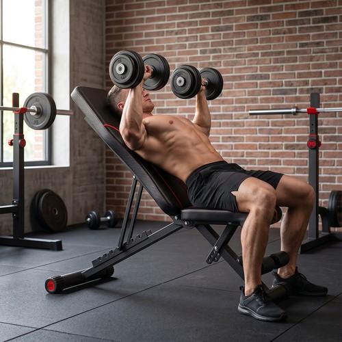 Foldable dumbbell black bench - foldable,