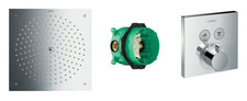 Hansgrohe square select thermostatic mixer with concealed raindance head