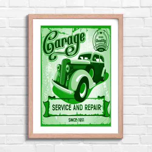 Retro vintage garage - retro,