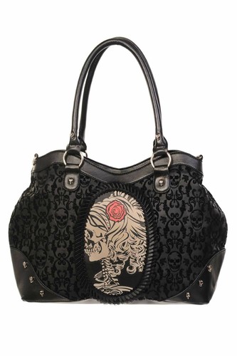 Black gothic flocked cameo - black,