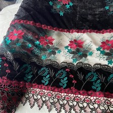 Embroidered lace edge velvet