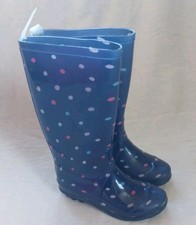 F&F Girls Blue Spotty Wellies UK Infant Size 11