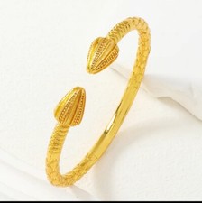 24k Caribbean Bangle Guyanese West Indian Dubai NWT Cocoa Pod Pyramid Arrow End