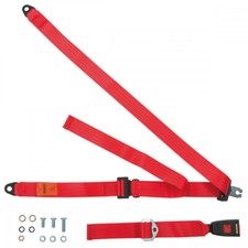 Rear Static Seat Belt For Honda Z600 Coupe 1972-1974 Red