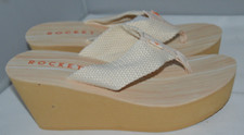 Rocket dog women’s cream/orange wedge platform heel flip flop uk size 7