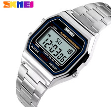 SKMEI Retro Sports Watch Digital Waterproof Stainless Steel UNISEX Wristwatch UK
