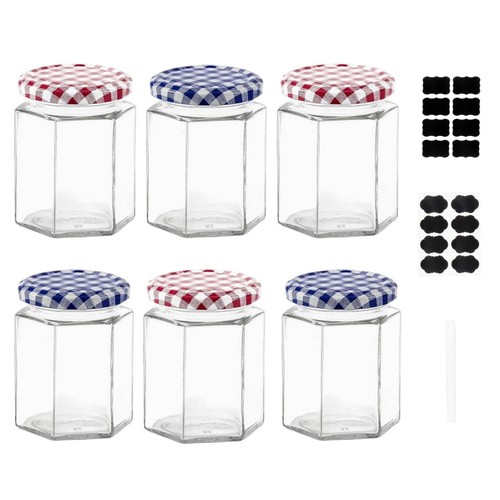 Hexagonal glass jam - jars, set