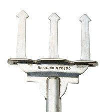 Antique Larger Trident Pickle Grabber Push Action Registered 1910 Silver Plated