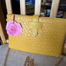 Camomilla Milano Pochette Borse Made In Italy Leather Crossbody Bag Mustard New