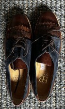 Ladies HB Espana Tan Leather & Navy Suede Lace Up Brogues, Size 38