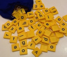 Individual Original Junior Scrabble Letter tile - Blue Letter on yellow tile
