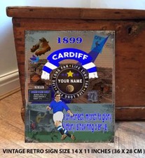PERSONALISED CARDIFF CITY NO1 FAN  FOOTBALL Vintage Metal Wall Sign RS549
