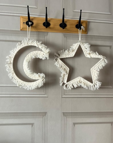 Cream macrame moon - , stars