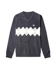 Adidas Ivan Lendl Jumper L Retro Rare Knitted Argyle Vintage Long Sleeve Top