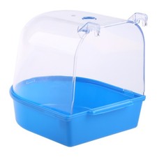 Parrot Bath Box Plastic Bird Bathtub Clear Top Hanging for Small Birds Cage