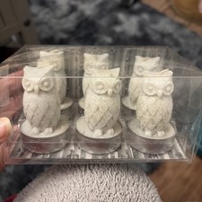 6 Owl Tea Lights Candles new